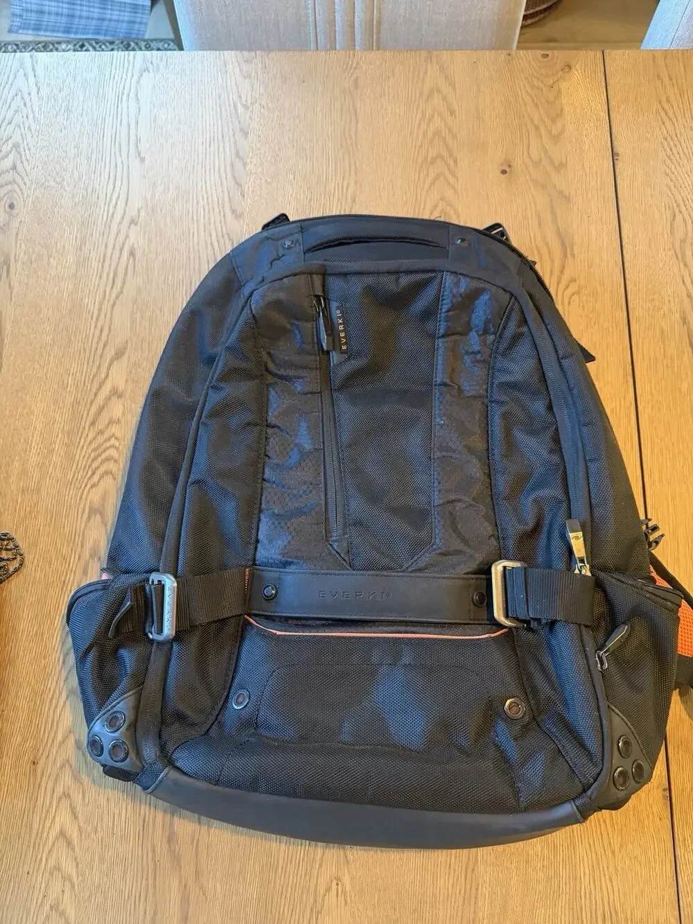 Everki Laptop Backpack Black Orange Padded Travel Business Tech Bag EUC Durable